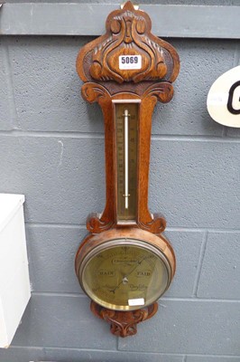 Lot 5069 - Oak banjo barometer