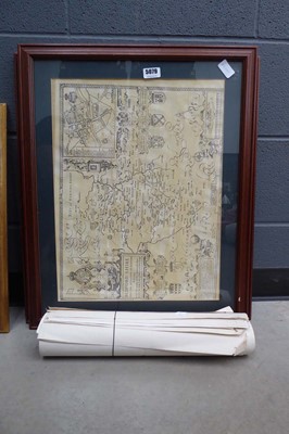 Lot 5079 - Quantity of loose maps, plus 2 framed examples