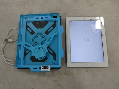 Lot 2105 - Apple iPad in a cover (cracked screen) model...