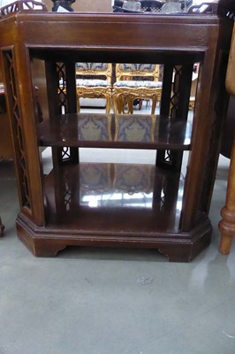 Lot 5111 - Reproduction mahogany lamp table with shelves...