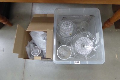 Lot 5116 - Two boxes containing decanters, vases and...