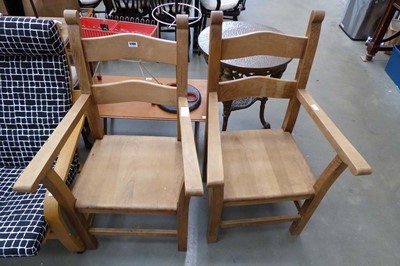 Lot 5164 - A pair of beech armchairs