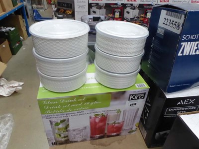 Lot 3110 - 6 microwavable bowls, plus drinking glasses set