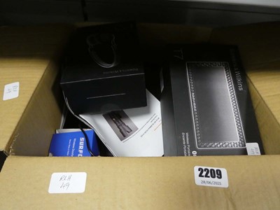 Lot 2209 - Box of various items inc. Bowers & Wilkins...