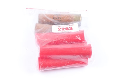 Lot 2203 - (S2) 2 x 4 bore Eley London cartridges, with 4...