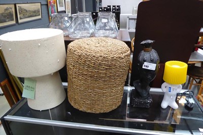 Lot 5182 - A table lamp, a pottery bust, a woven seat and...