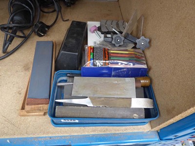 Lot 4529 - An assortment of tools to include sharpening...