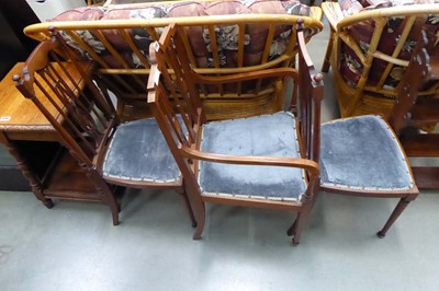 Lot 5185 - 3 x Edwardian chairs with upholstered seats