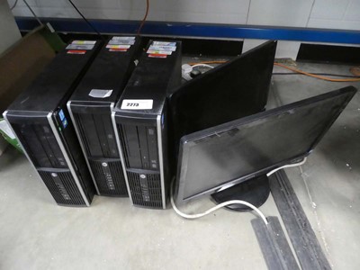 Lot 2273 - 3 HP PC's with 2 Philips monitors