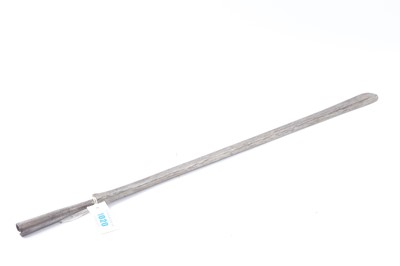 Lot 1020 - A Masai Lion spear, 30 ins leaf shaped blade...