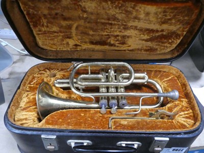 Lot 2286 - Vintage brass trumpet in case