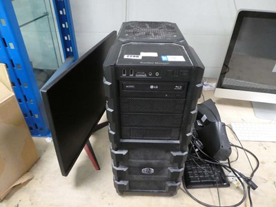 Lot 2290 - Coolermaster PC tower with keyboard, monitor,...