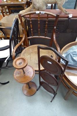 Lot 5196 - Bentwood armchair with bergere seat, a whatnot...