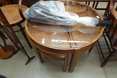 Lot 5198 - Circular Teak table with glazed surface with 3...