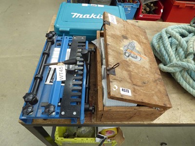 Lot 4573 - Screwfix dovetail jig and box containing items...