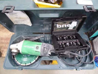 Lot 4582 - Hitachi 240v angle grinder with Trend router...