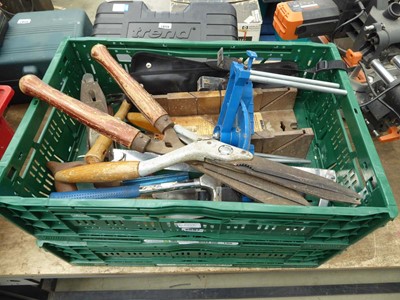 Lot 4597 - 2 boxes of tools inc. garden loppers, saws,...