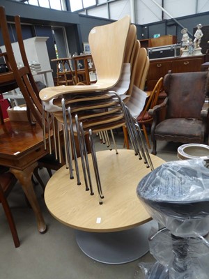 Lot 5211 - 6 bentwood dining chairs plus a circular oak...