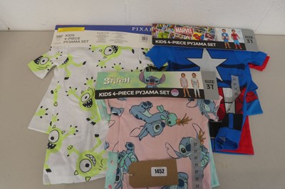 Lot 1452 - Approx. 25 kids 4 piece pyjama sets by Pixar,...