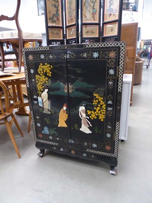 Lot 5224 - Inlaid modern Chinese double door cabinet