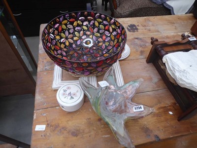 Lot 5234 - Glass floral patterned lampshade, picture...