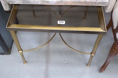 Lot 5174 - French style brass and glazed lamp table
