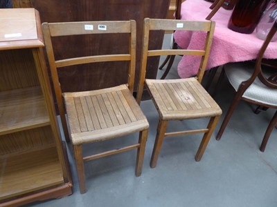 Lot 5281 - Pair of beech school chairs