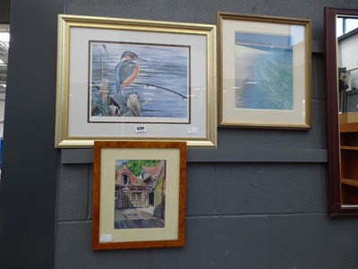 Lot 5291 - Qty of paintings to include kingfisher,...
