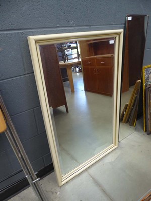 Lot 5293 - Rectangular bevelled mirror in cream and gold...