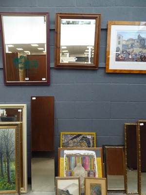 Lot 5296 - Rectangular bevelled mirror plus mirror in...