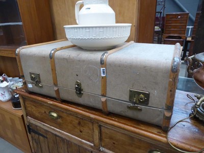 Lot 5307 - Canvas travelling trunk with wooden ribs