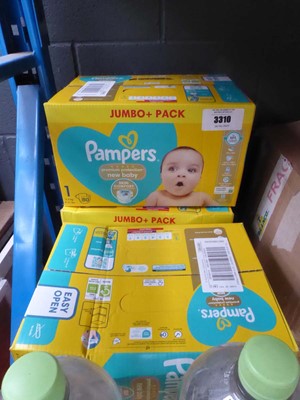 Lot 3310 - 3 boxes of Pampers nappies