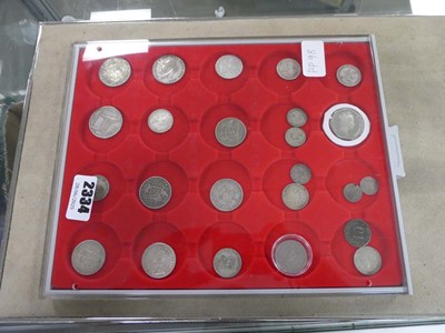 Lot 2334 - Display case containing various coins