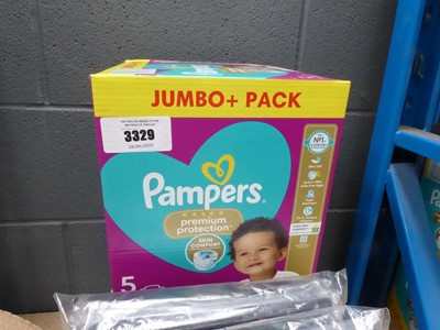 Lot 3329 - 2 boxes of size 5 Pampers nappies