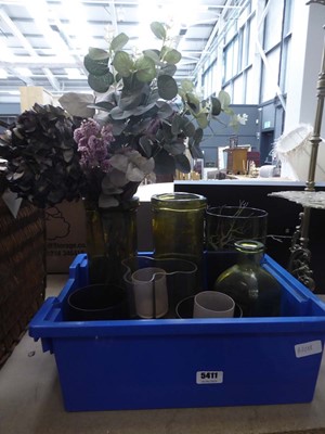 Lot 5411 - Box containing glass vases, bottles and...