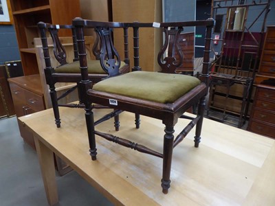 Lot 5324 - Pair of Edwardian corner chairs with drop end...
