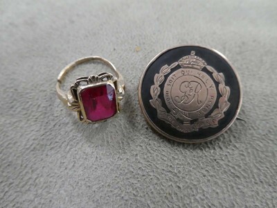 Lot 2348 - Royal Engineers pin badge with 9k gold...