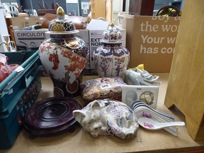 Lot 5415 - Quantity of lidded modern Chinese vases, plus...