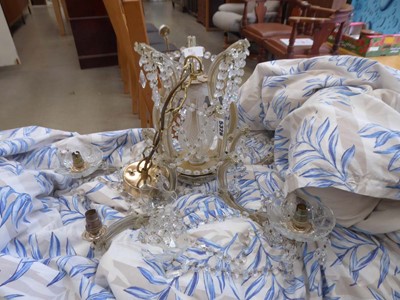 Lot 5326 - A brass finished and glass five branch ceiling...