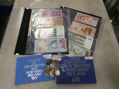 Lot 2352 - Tray containing various coins and banknotes