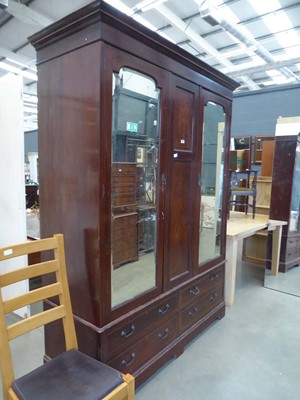 Lot 5329 - Edwardian double-door wardrobe with four...
