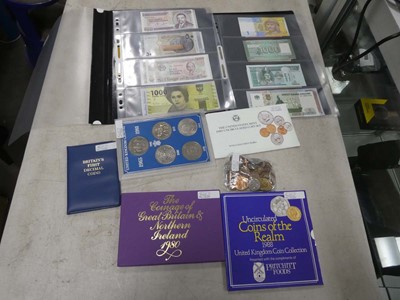 Lot 2356 - Tray containing various coins, banknotes, coin...