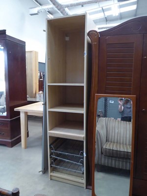 Lot 5330 - Narrow maple finished wardrobe with single...