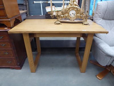 Lot 5334 - Modern oak desk plus two chairs