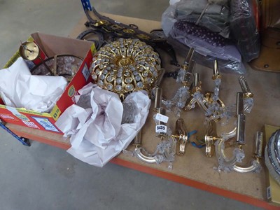 Lot 5435 - Quantity of ceiling and wall lights with crystals
