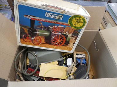 Lot 2394 - Box containing Mamod engine, train control...