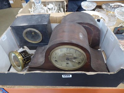 Lot 5436 - Box containing 3 mantle clocks, plus clock...