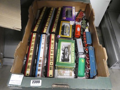 Lot 2399 - Box containing various trains, coaches and wagons