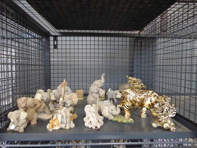 Lot 5514 - Cage containing various animal figures, to...