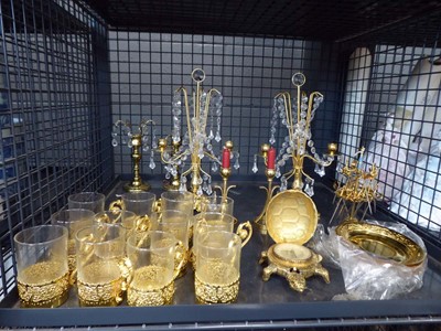 Lot 5515 - Cage containing coffee cups, clock, various...